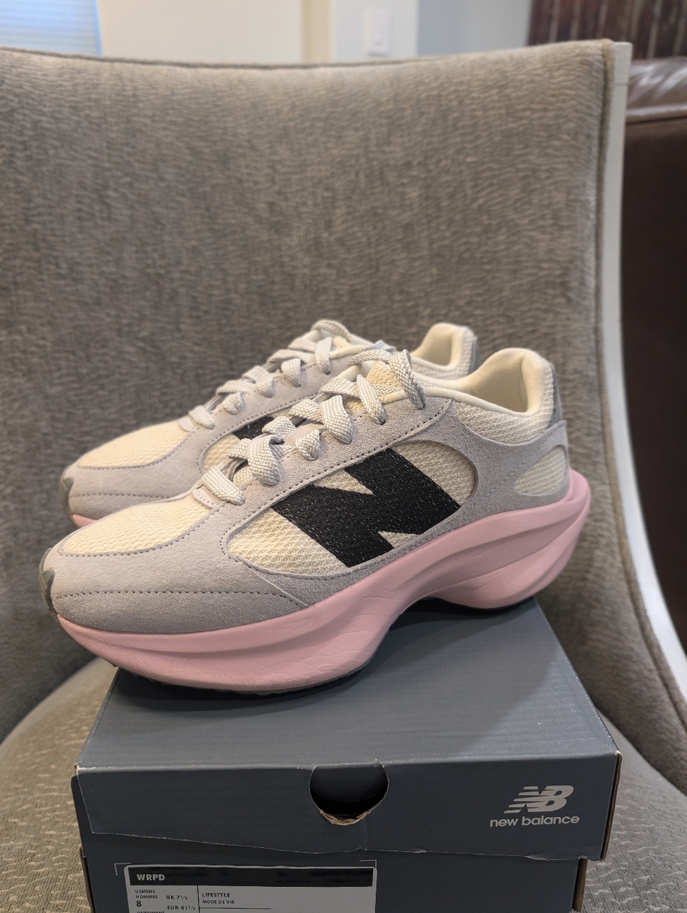 New Balance Women’s Light Gray & Pink Platform Sneakers